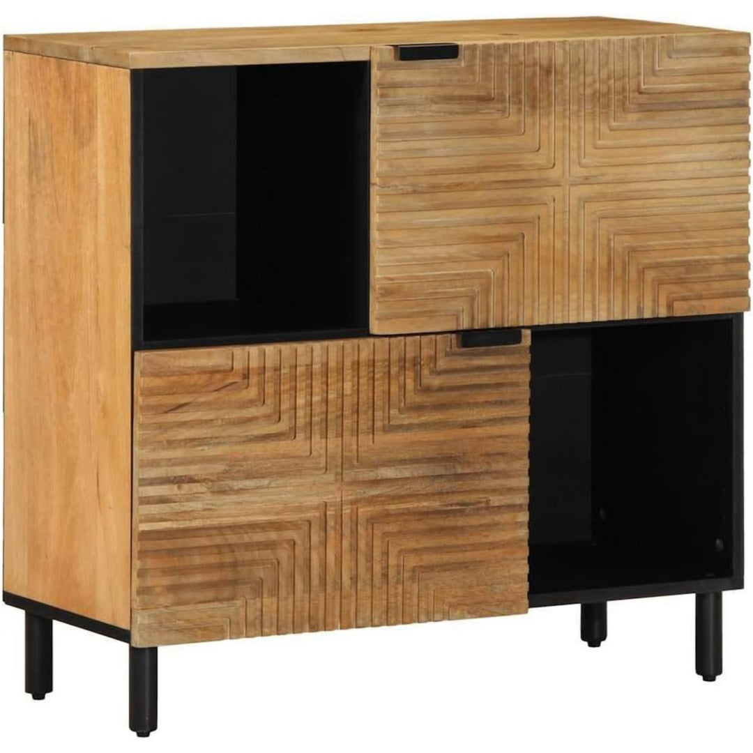 Buffet chaleureux contemporain en bois massif marron