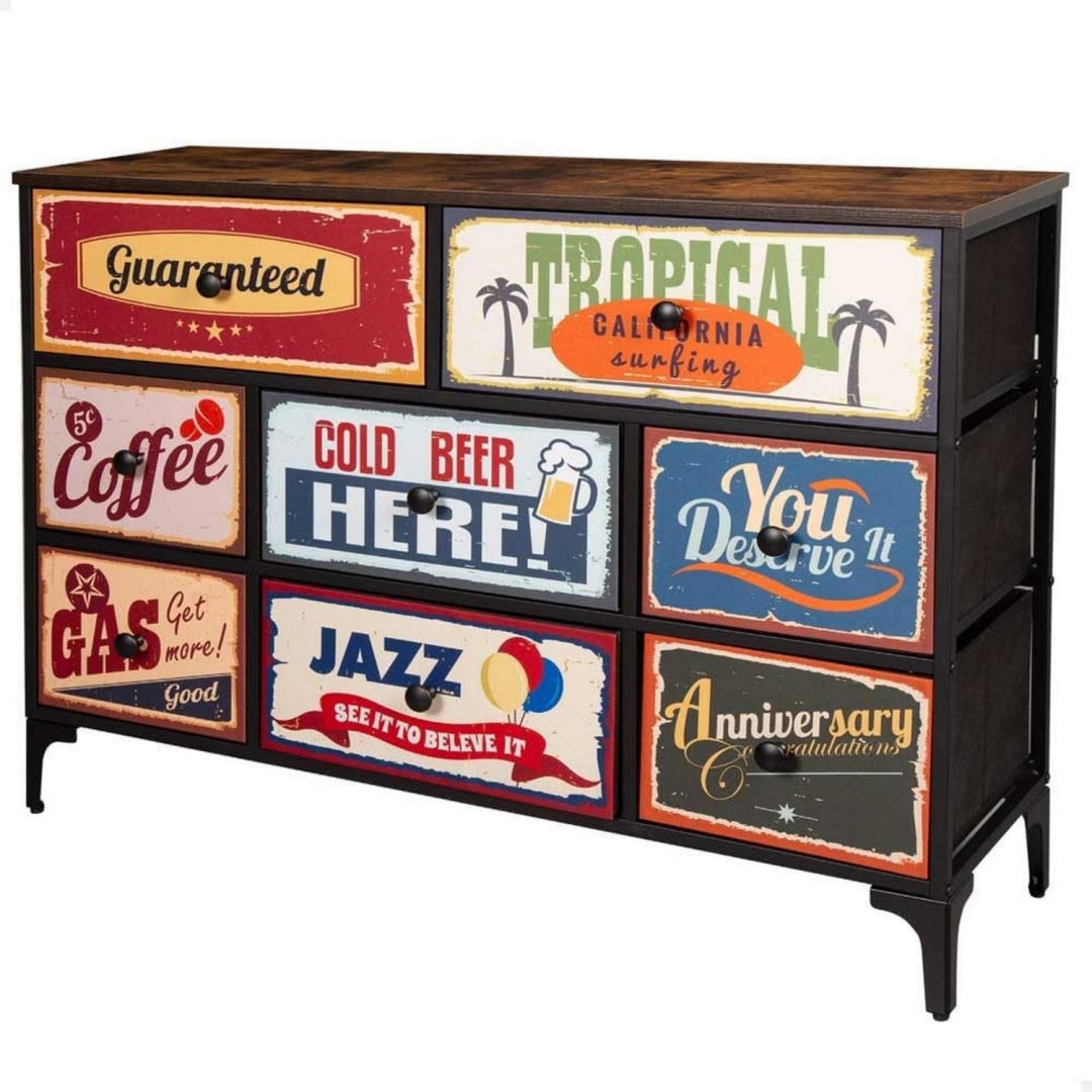 Commode en MDF et acier pour l'entree