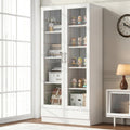Surface en panneau de particules, armoire vitree gris clair 2 tiroirs