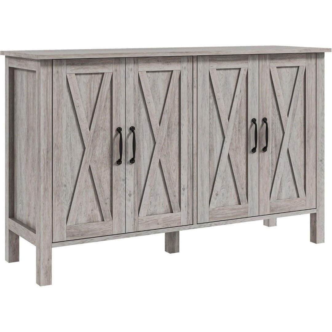 Vaisselier gris 37 x 120 x 75 cm, avec portes vitrees
