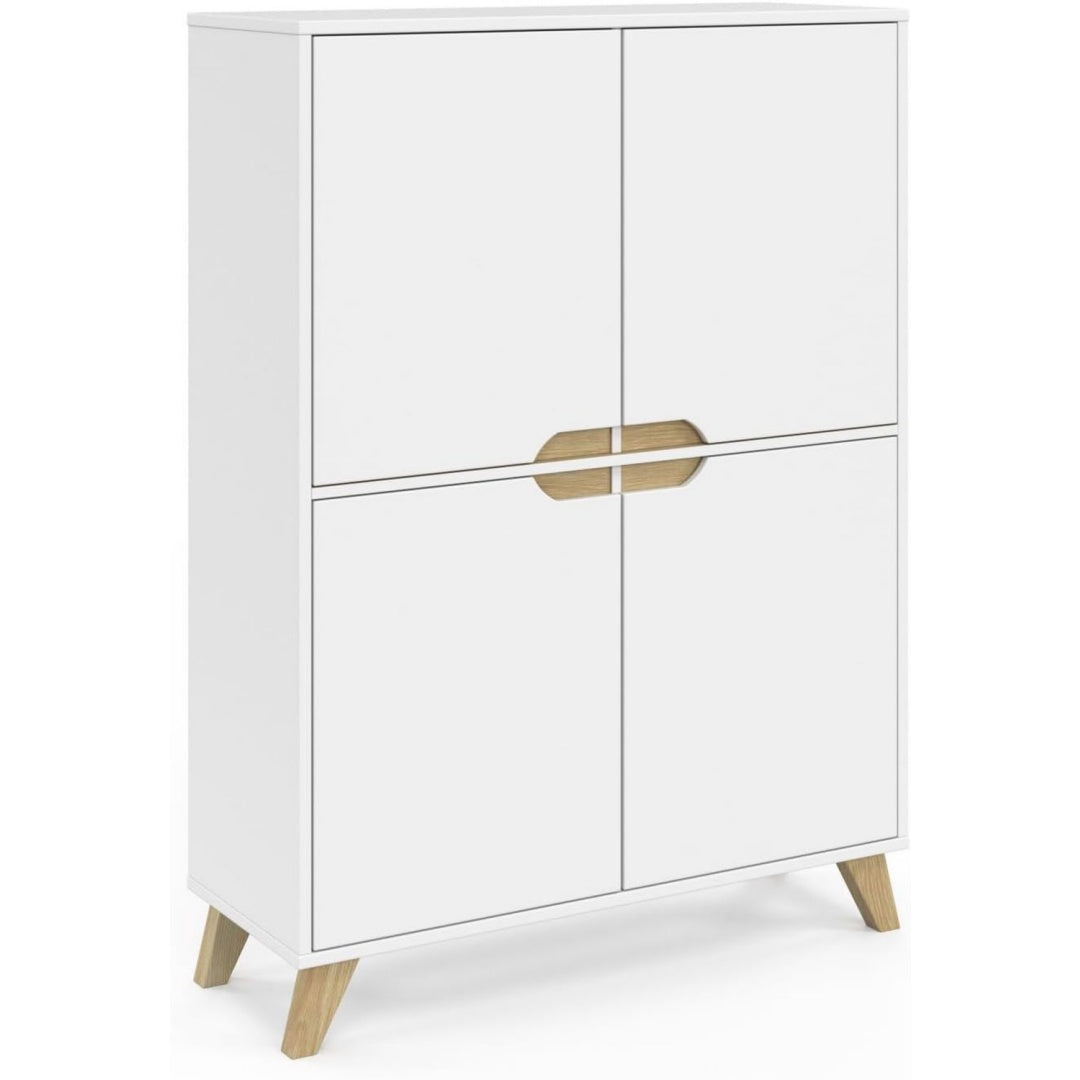 Gris clair armoire avec rangement, 4 portes 4 etageres, avec miroir