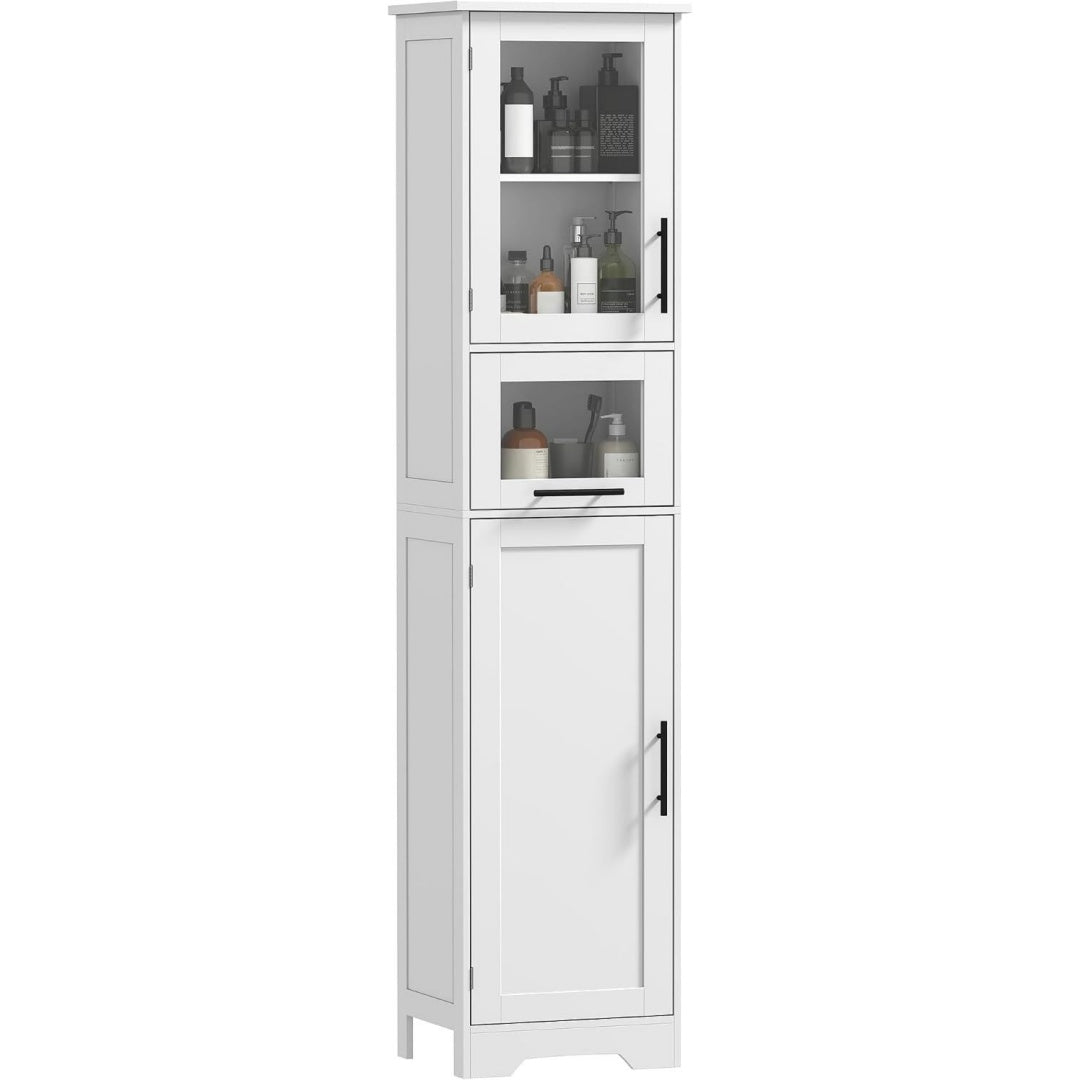 Malin, colonne de rangement gris clair en panneau de particules 1 tiroir