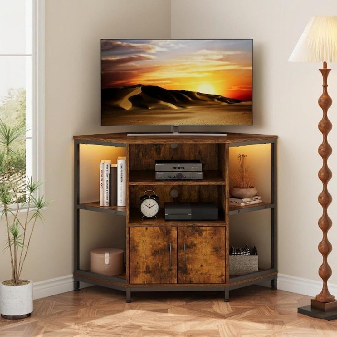 Meuble tele marron 6 etageres, style industriel materiau durable pour salon