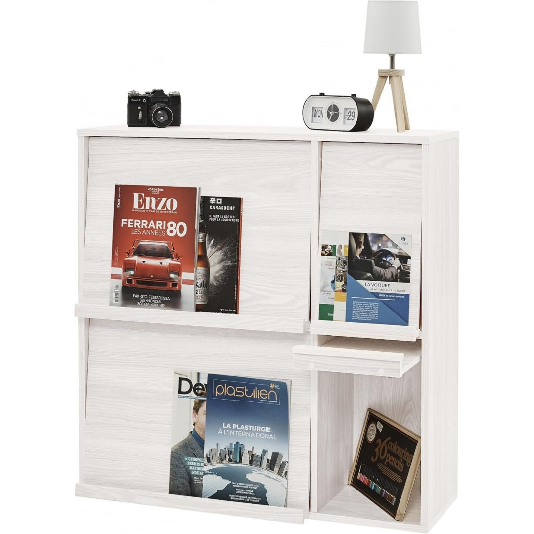 Bibliotheque gris clair (34 x 34 x 34 cm), quatre portes