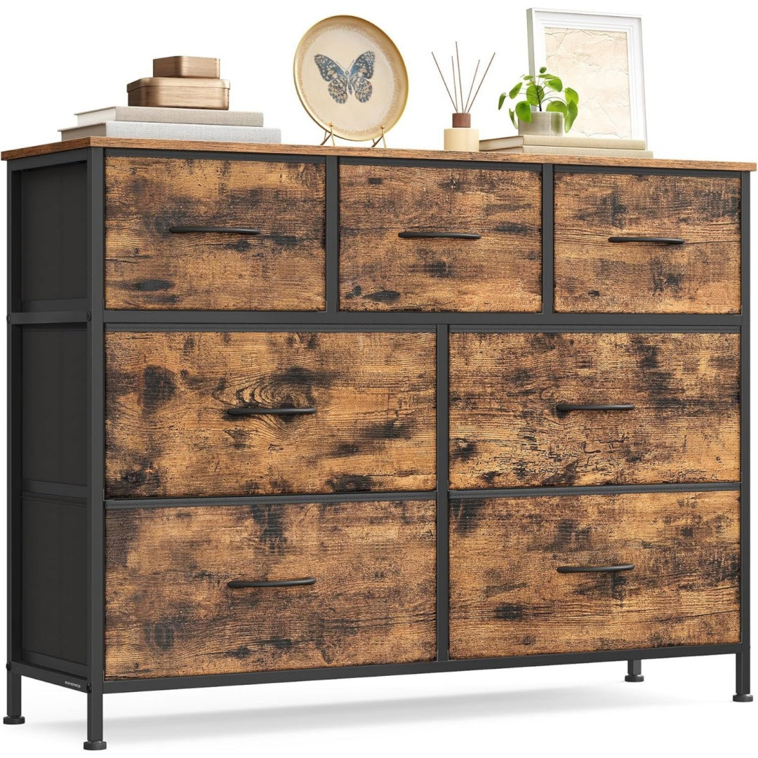 Commode haute marron bois ingenierie 99 cm, rangement style industriel