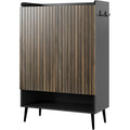 Assemblage en bois, armoire a chaussures gris fonce en bois