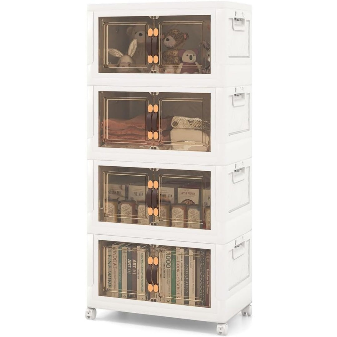 Meuble de rangement 2 portes sur roulettes gris
