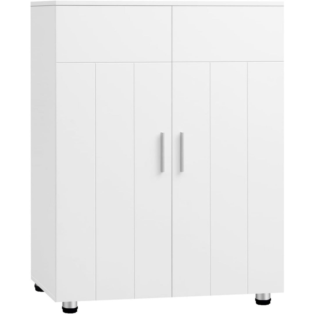 Original meuble de rangement gris clair en acier avec 2 portes