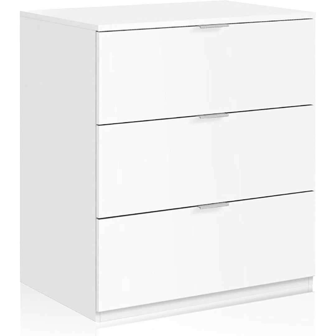 Chiffonnier gris clair 3 tiroirs moderne