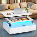 Table basse gris clair materiau durable 85 cm, rangement design moderne
