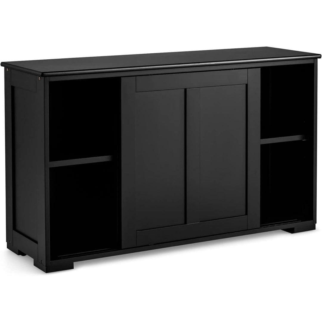 Buffet d'appoint noir en verre 107 x 33 x 63 cm