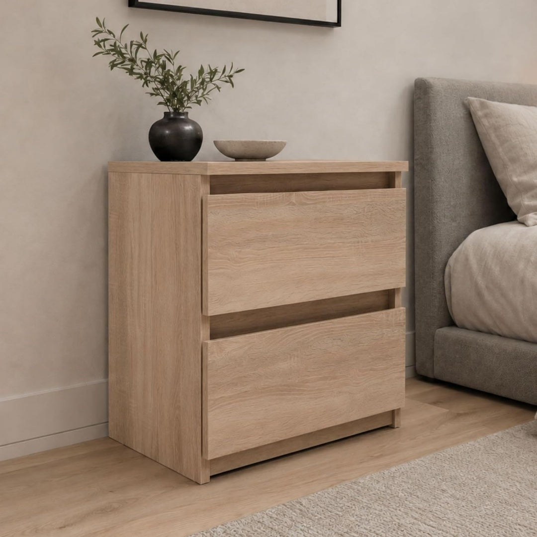 Coffre a tiroirs marron finition tissu