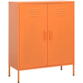 Commode orange acier, 35 cm de large a 2 portes