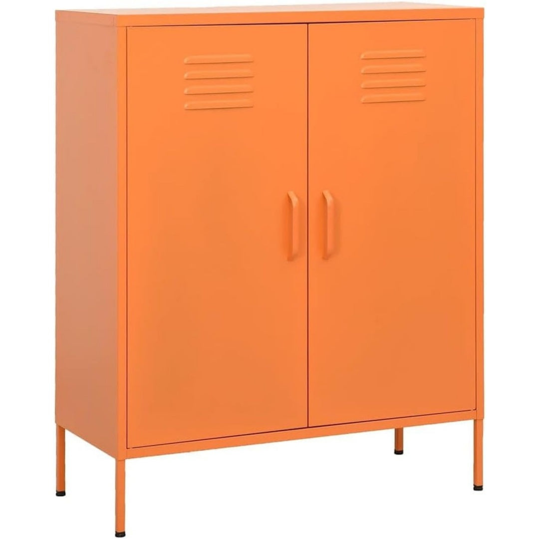 Commode orange acier, 35 cm de large a 2 portes