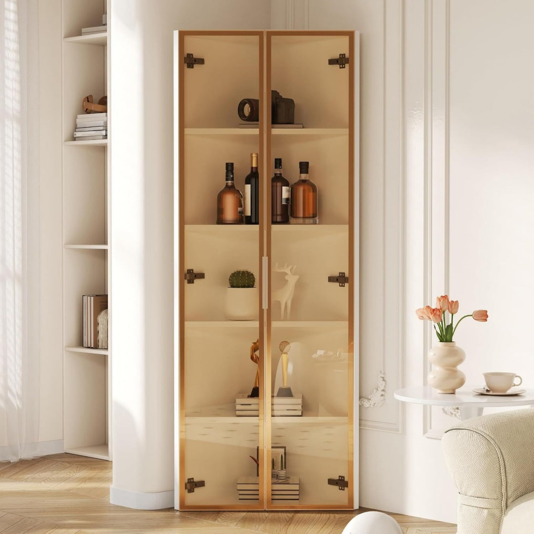 Solution, armoire vitree beige en panneau de particules multifonctionnel