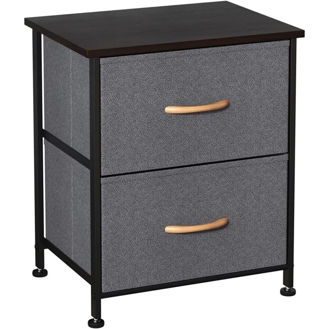 Chevet finition tissu gris fonce