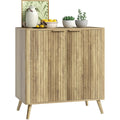 Enfilade marron 3 etageres pour salon, a 2 portes 2 tiroirs
