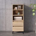 Buffet gris robuste 2 tiroirs et 3 etageres 40 x 36 x 110 cm
