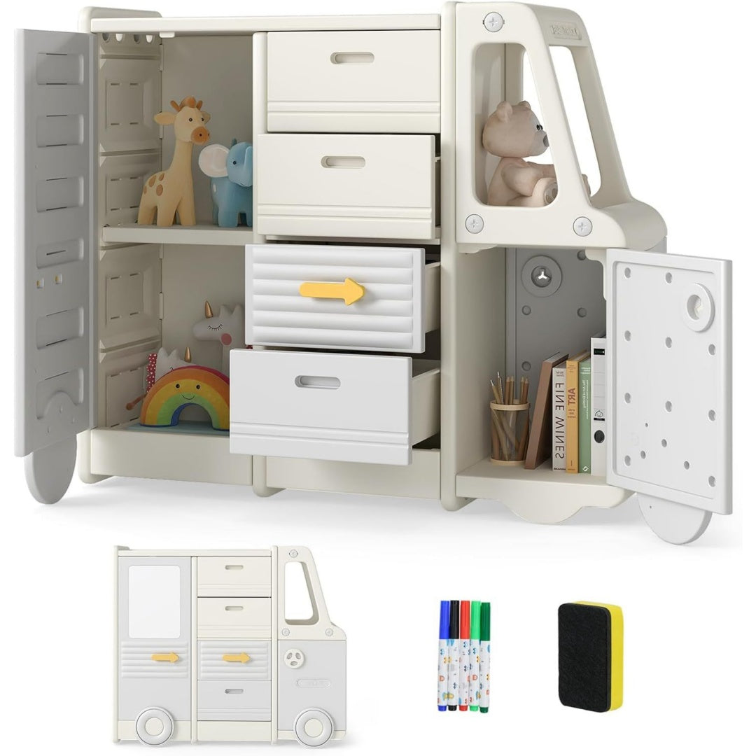 etagere gris clair 4 tiroirs 111 x 34 x 94 cm securite renforcee