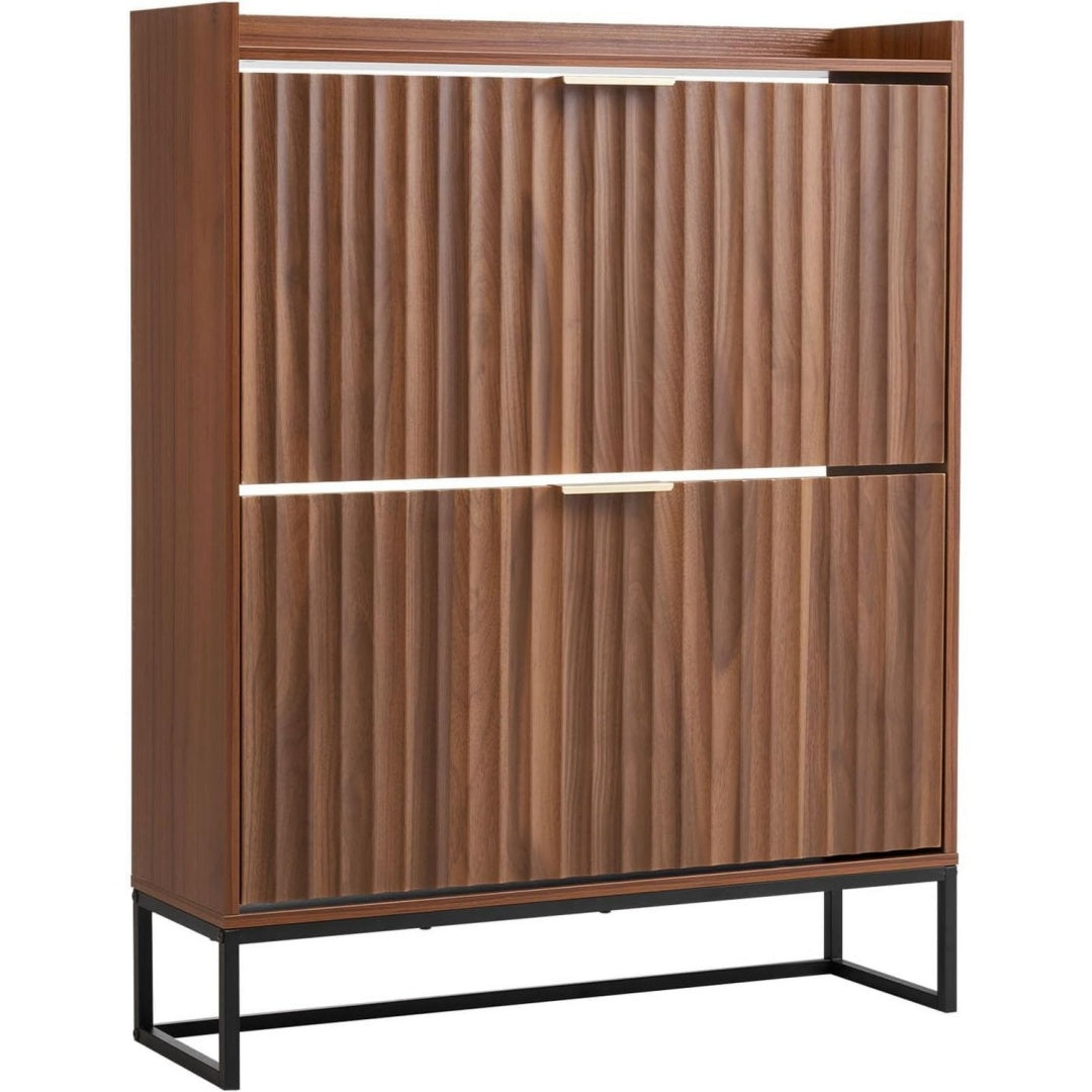 Meuble d'entree marron 2 tiroirs style mi-siecle pratique