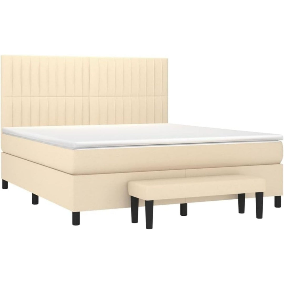 Sommier tapissier beige en tissu et contreplaque ideal pour decorer votre interieur