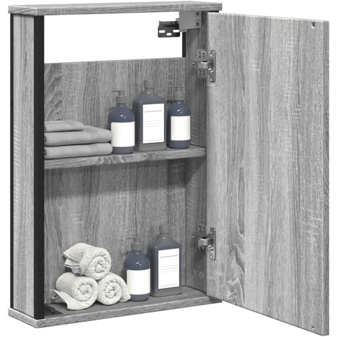 Robuste, armoire a miroir gris en bois