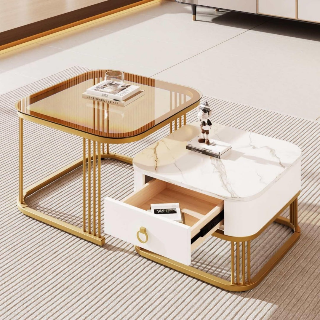 Table basse gris clair en verre